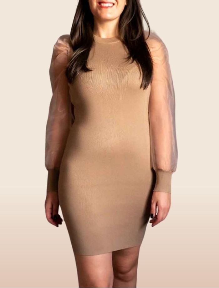 Vestido Organza CARLA Camel