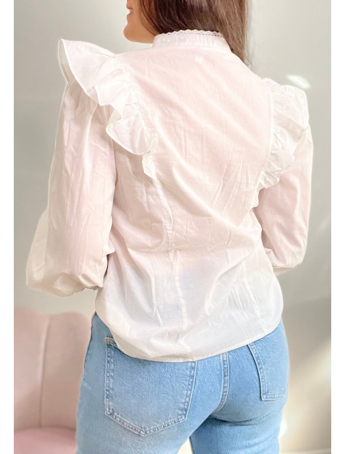 Camisa Volante Lateral Puntilla MABEL