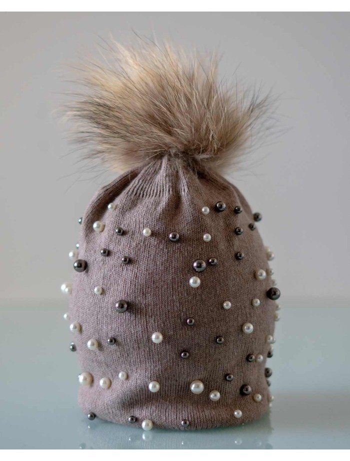 Gorro Pompón Perlas ELIETTE Topo