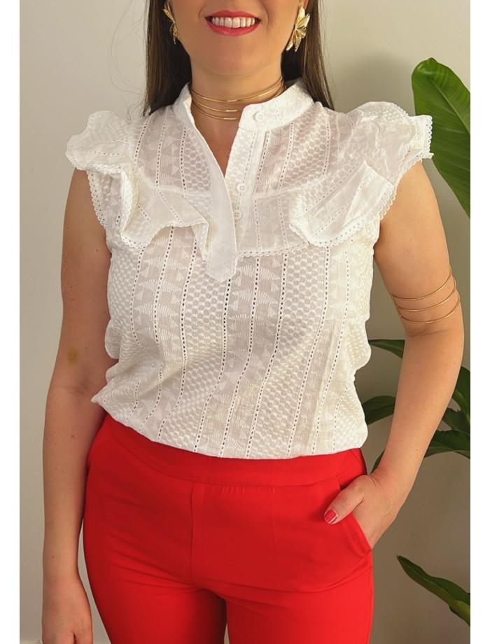 Blusa Volantes ARTEMISA Blanco