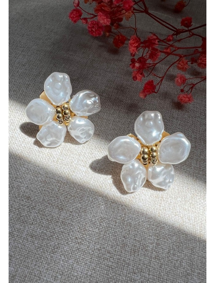 Pendientes Flor Perla CHARLIZE Dorado