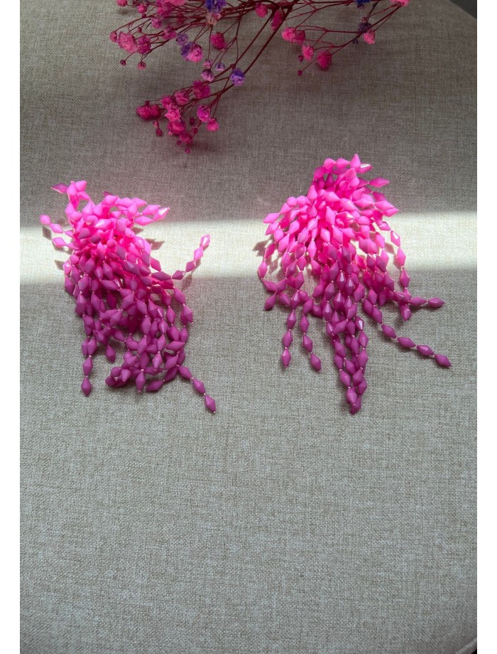 Pendientes CASCADA Rosa Fucsia