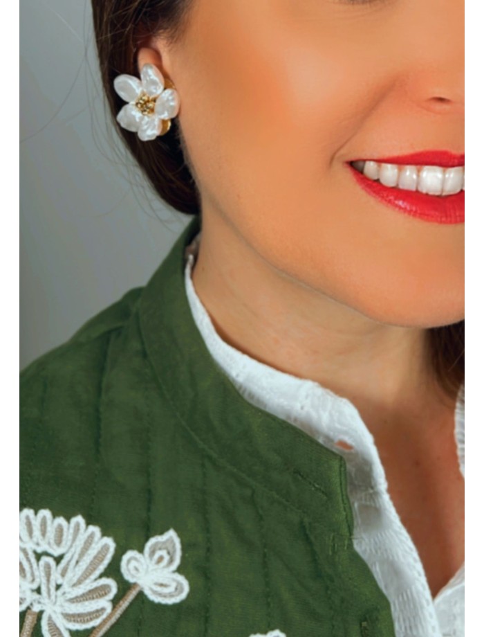 Pendientes Flor Perla CHARLIZE Dorado