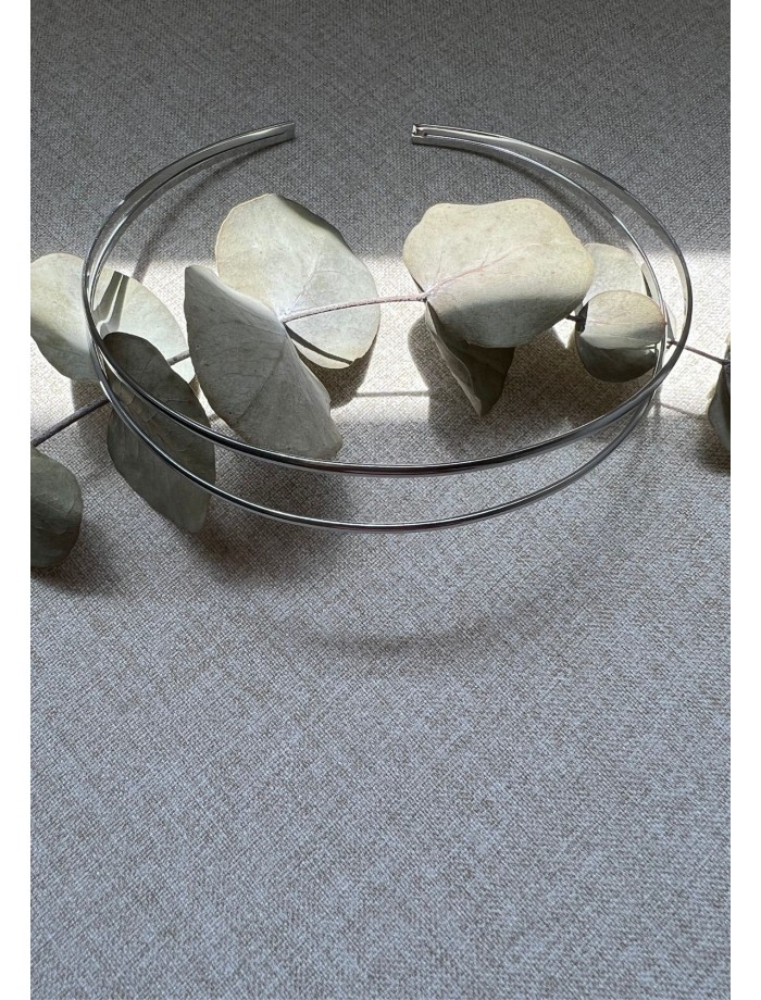 Collar Choker Rígido Doble DENIA Plateado