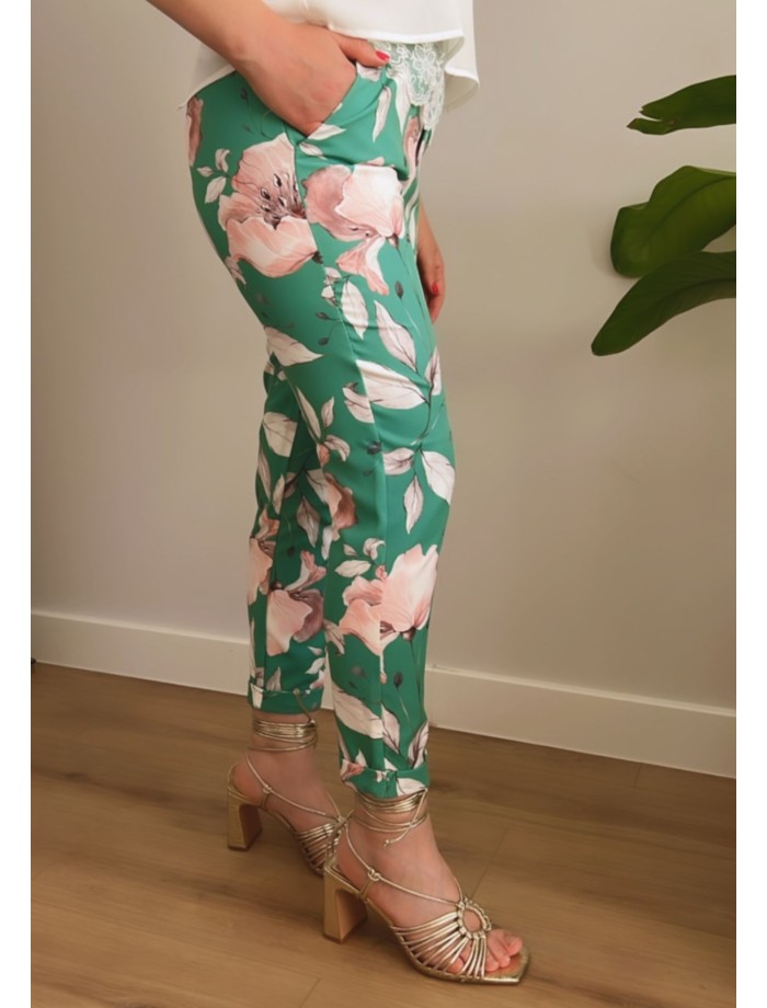 Pantalón Flores BLOOM Verde Hoja