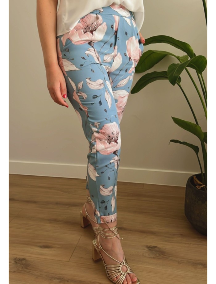 Pantalón Flores BLOOM Celeste