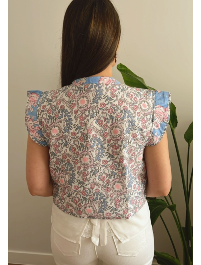 Chaleco Estampado Flores SANDY Celeste