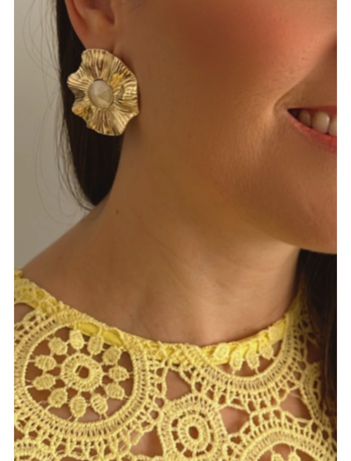 Pendientes Flor Strass LAURENCE Beige