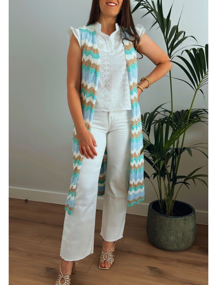 Chaleco Largo ZigZag MONET Verde Agua