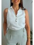 Top Lino Cuello BERNICE Blanco