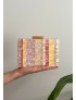 Bolso Clutch Nácar FILIPA Rosa y Amarillo