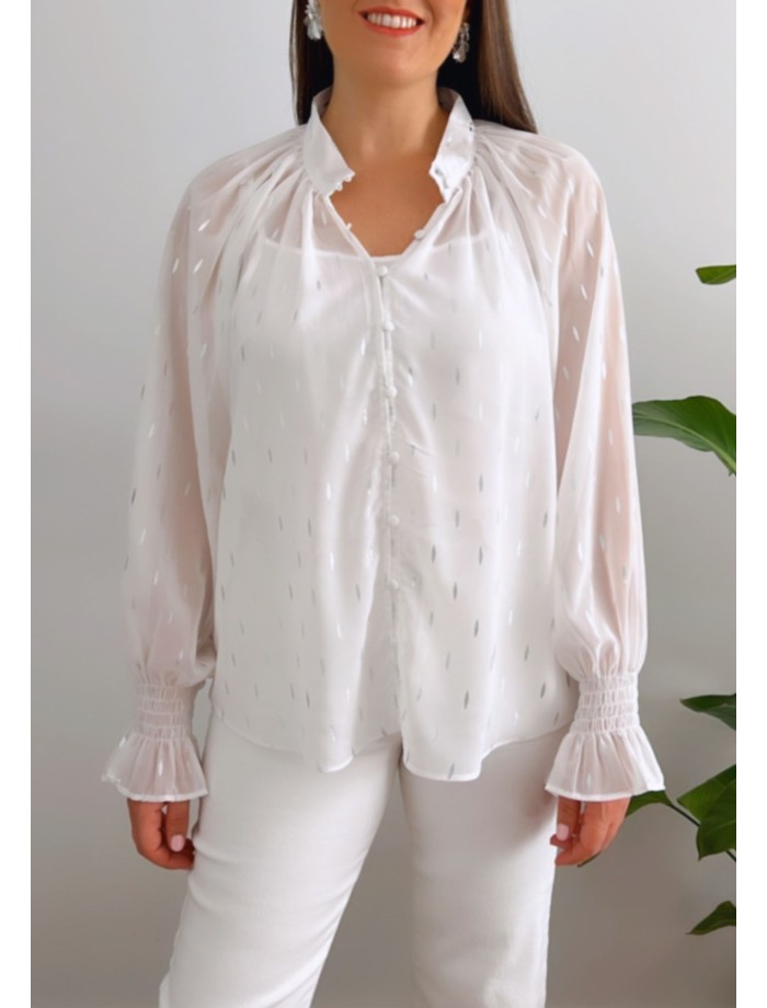 Blusa Detalles Plata MELISA Blanco