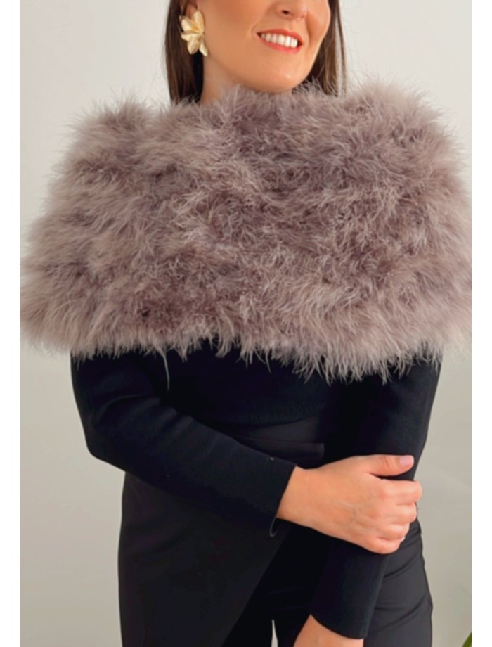 Estola Plumas MATILDA Gris Medio