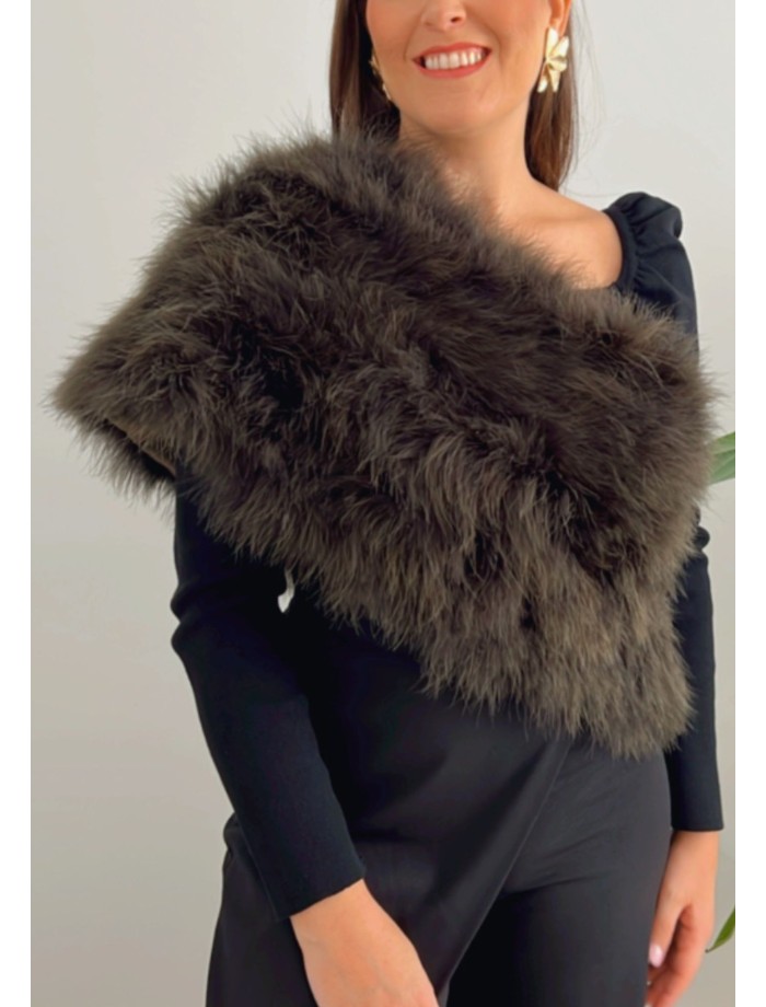 Estola Plumas MATILDA Verde Oscuro