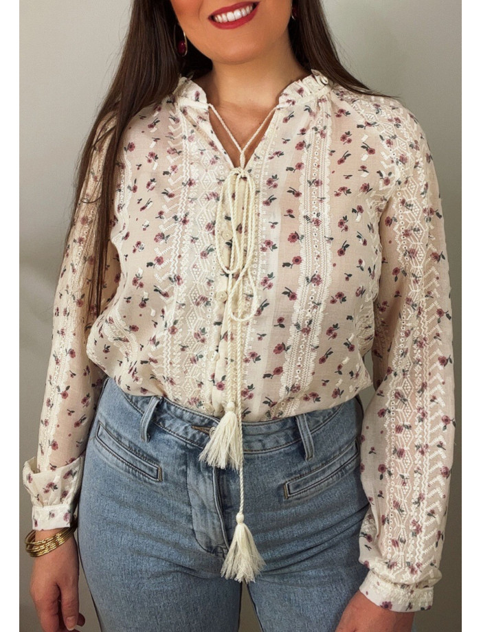 Camisa Flores Cordón MARIOLA