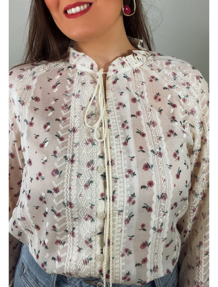 Camisa Flores Cordón MARIOLA