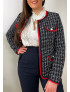 Chaqueta Tweed CINTIA Azul y Rojo