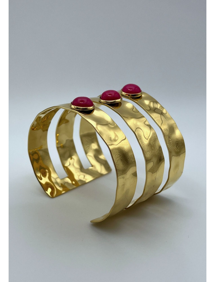 Pulsera Brazalete MILLER Piedras Rosa Fucsia