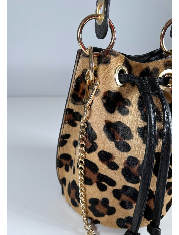 Bolso Piel Bombonera NAIROBI Leopardo Midi Camel