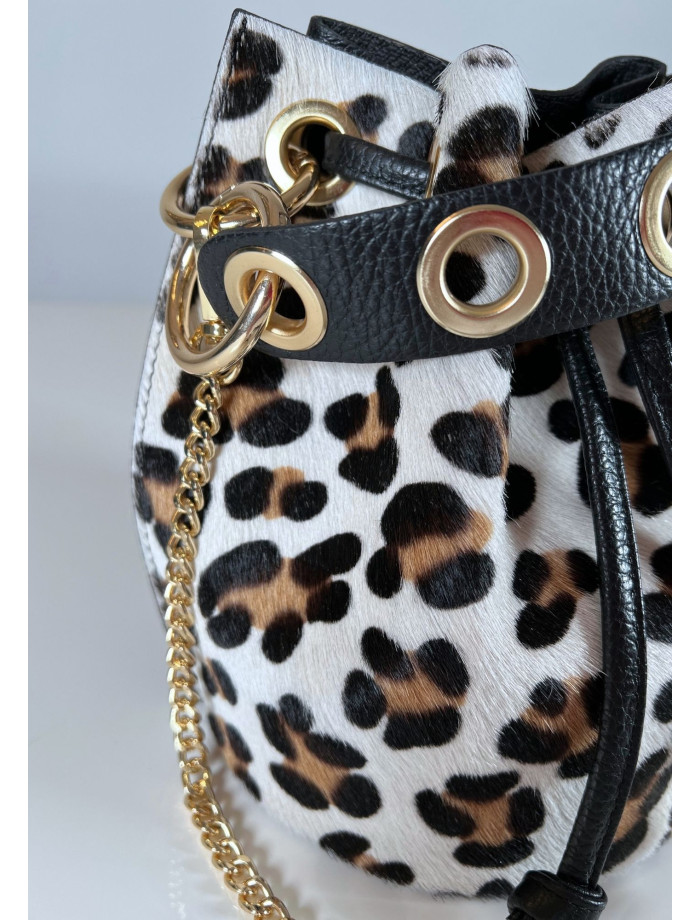 Bolso Piel Bombonera NAIROBI Leopardo Midi Blanco