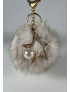Llavero Charm Pompón Pelo Natural RUKA Blanco Grisáceo