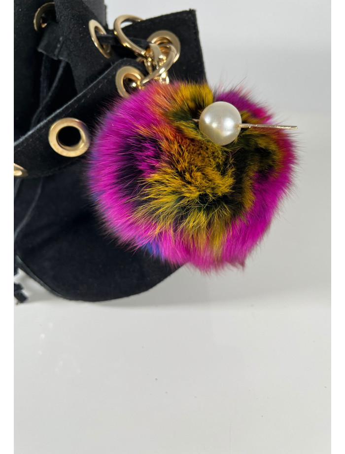 Llavero Charm Pompón Pelo Natural RUKA Multicolor