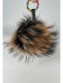 Llavero Charm Pompón Pelo Natural NIEMI Beige y Negro
