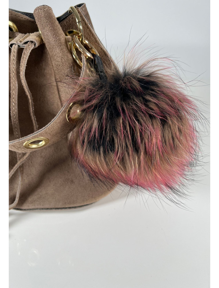 Llavero Charm Pompón Pelo Natural NIEMI Multicolor