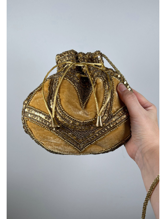 Bolso Bombonera Terciopelo ERIA Mostaza