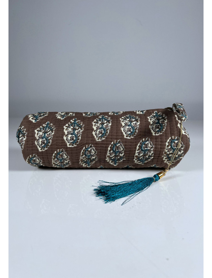 Estuche Redondo Estampado KRISNA Marrón Chocolate