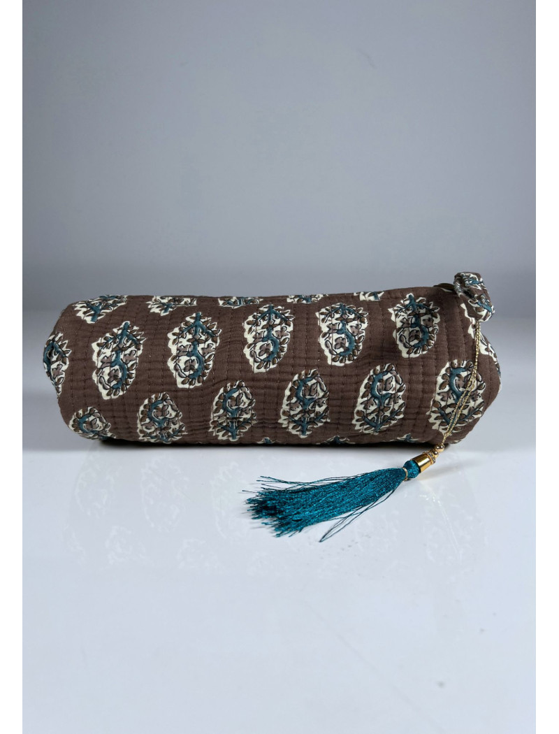 Estuche Redondo Estampado KRISNA Marrón Chocolate