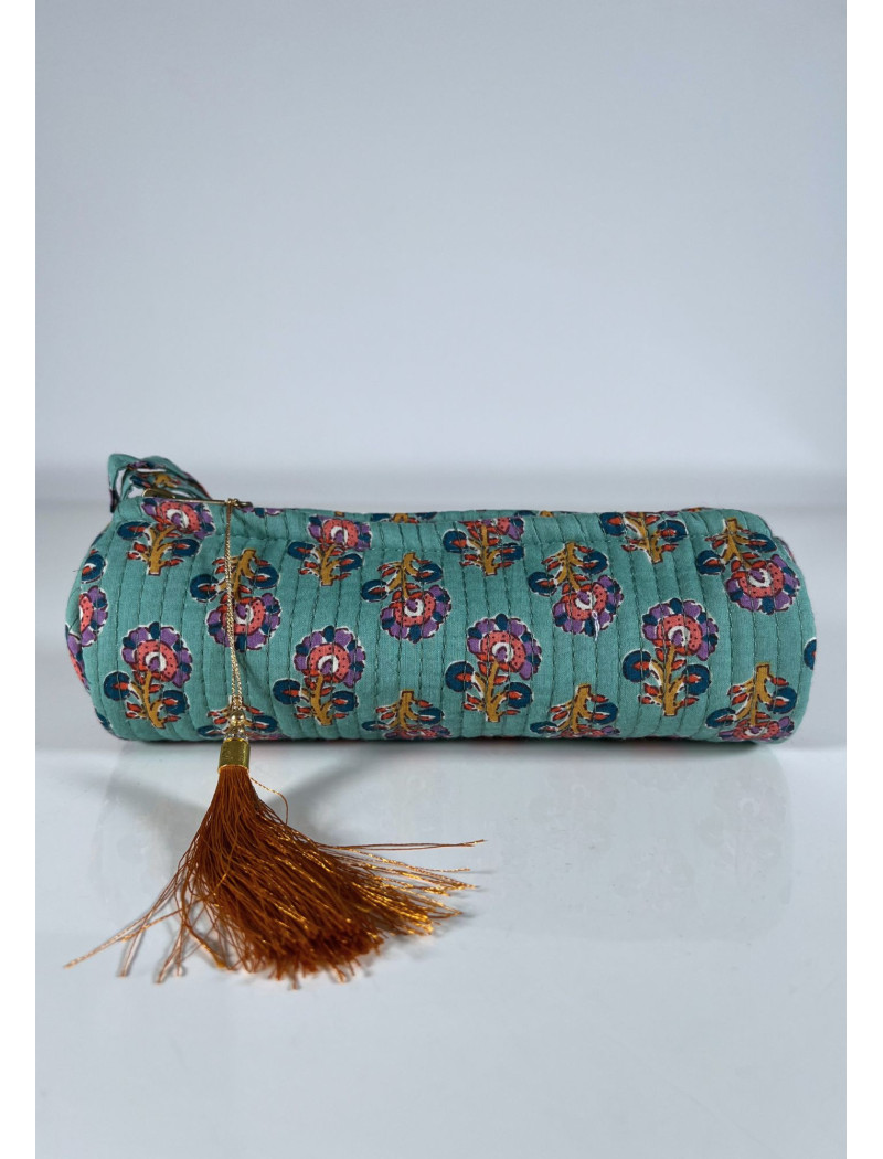 Estuche Redondo Estampado KALINDA Turquesa