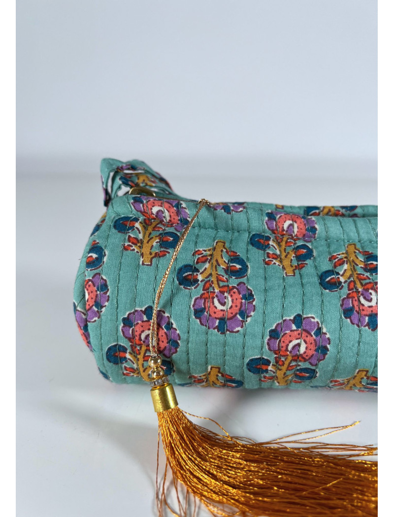 Estuche Redondo Estampado KALINDA Turquesa