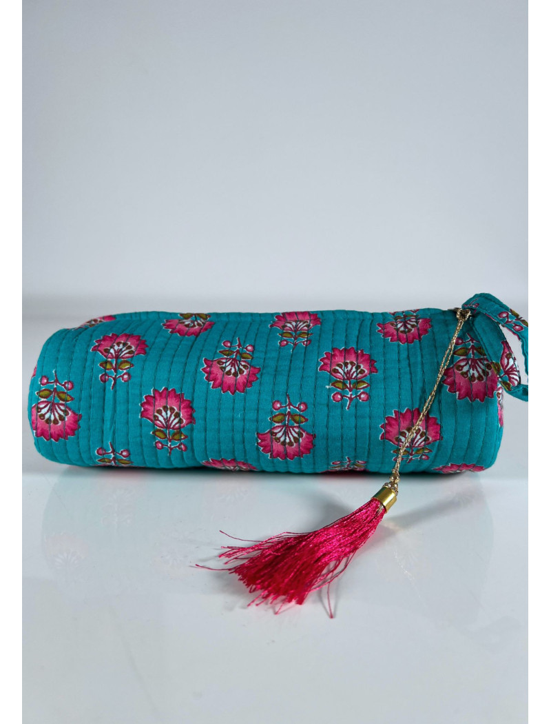 Estuche Redondo Estampado ARJUN Turquesa