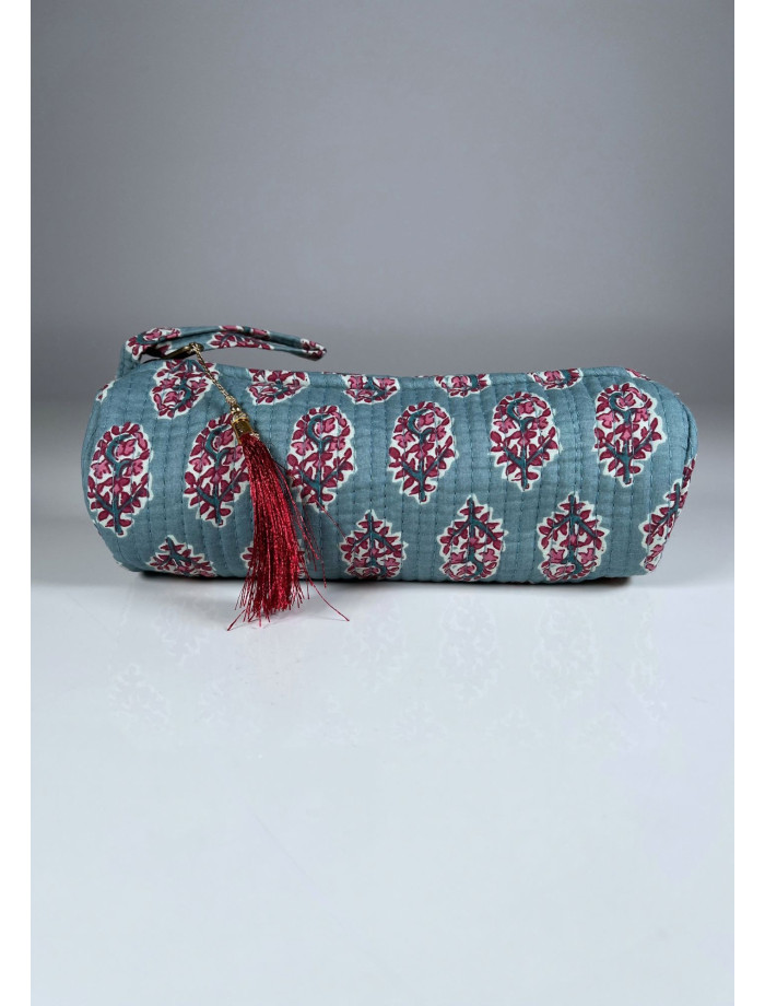 Estuche Redondo Estampado KRISNA Azulina