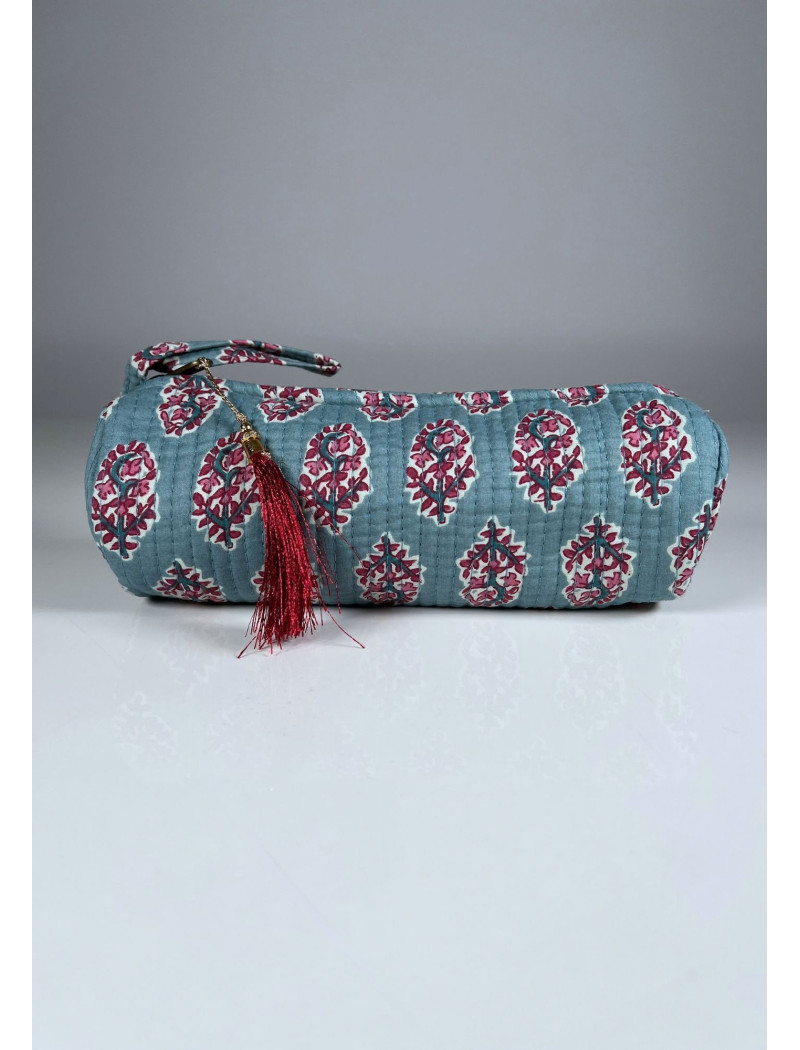 Estuche Redondo Estampado KRISNA Azulina