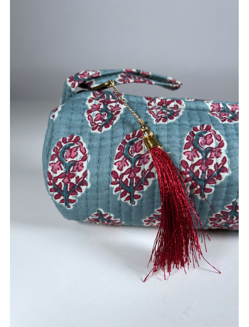 Estuche Redondo Estampado KRISNA Azulina