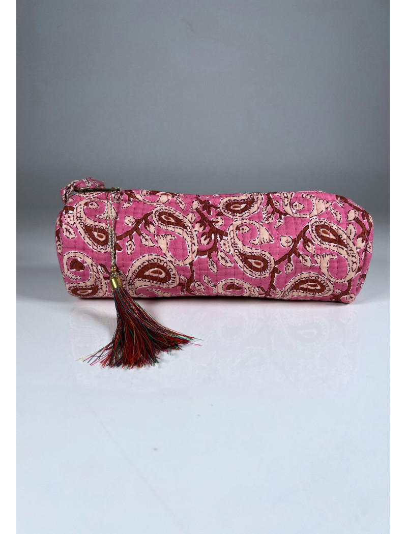 Estuche Redondo Estampado NILGIRI Rosa y Marrón