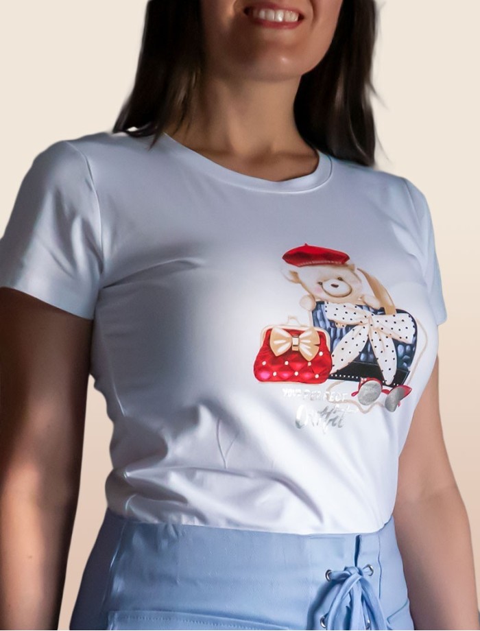 Camiseta Oso BERET Blanco