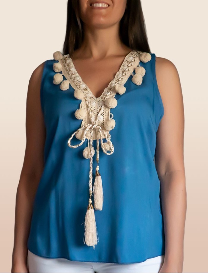 Top Pompones SASSARI Azul