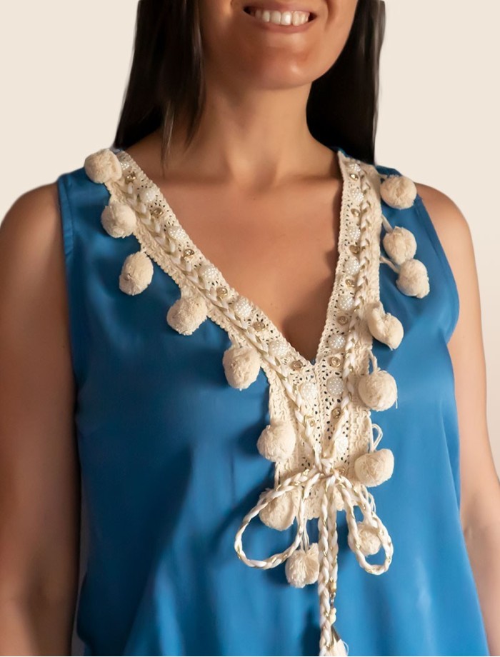 Top Pompones SASSARI Azul